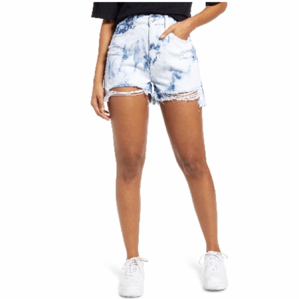 BP Ripped Nonstretch Denim Cutoff Shorts in Blue Bleached Wash (27)